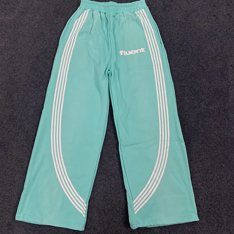 Harajuku Kreatywne Spodnie Damskie z Wzorem Liter, Luźne, Proste, w Stylu Amerykańskim, Jesienne, Vintage, w Paski, Dresowe, Lata 2000