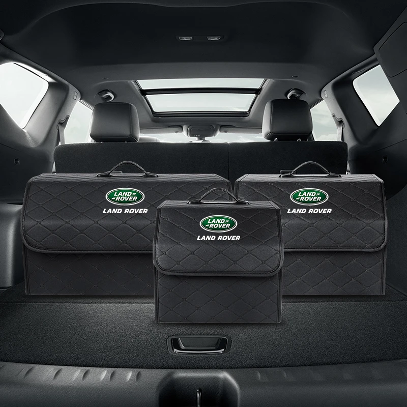 Car Trunk Organizer Box Large Capacity Auto Multiuse Tools Storage Bag Leather Folding For Land Rover Range Rover Evoque Velar