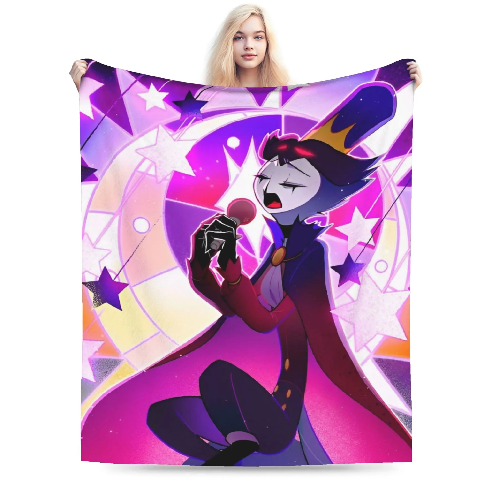 Cartoon Helluva-Boss Blankets Flannel Spring Autumn  Portable Warm Throw Blanket for Bed Office Bedspread