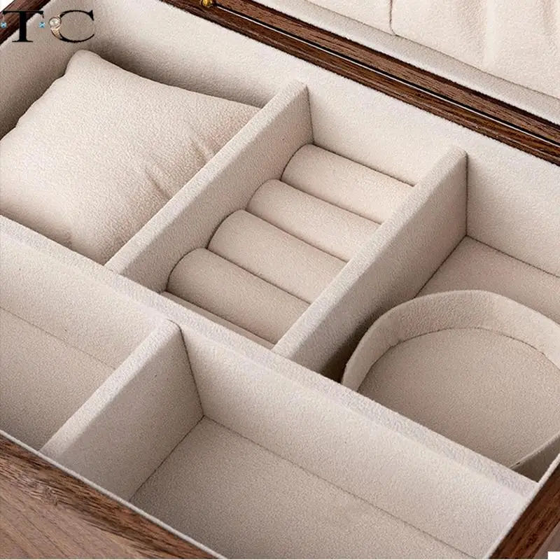 Jewelry Storage Box Wooden Jewelry Display Collection Box Ring Earring Storage Box Retro Bracelet Necklace Large Collection Box