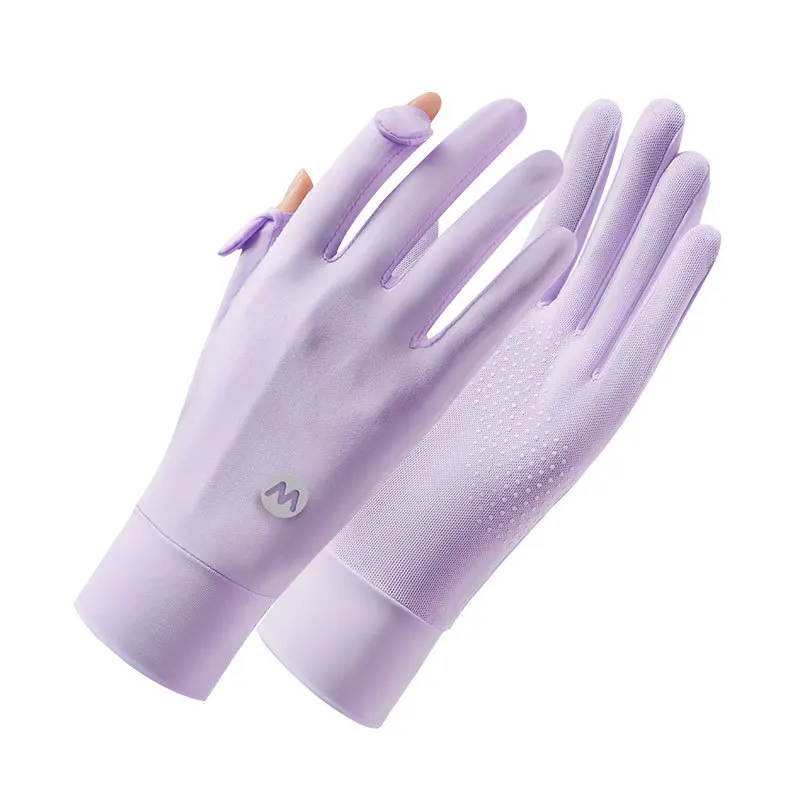 Lady Sunscreen Ice Silk Gloves Female Summer Sun Protection Gloves Fashion Cycling Driving Running Mittens Thin Anti-UV Gloves