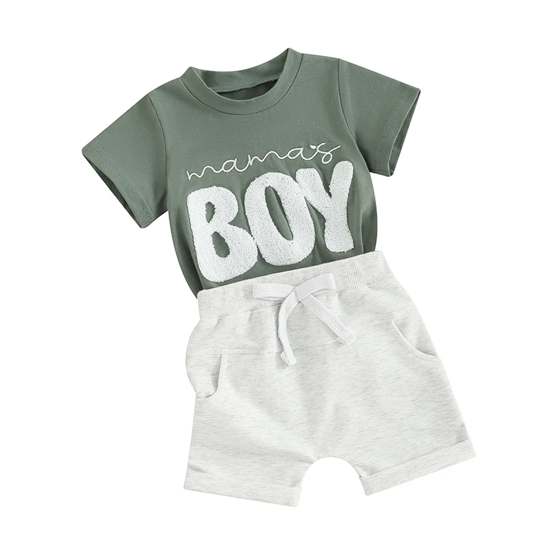 

Baby Boy Clothes Toddler Summer Outfits Embroidery Short Sleeve T Shirt Top Elastic Shorts Infant Clothing Set