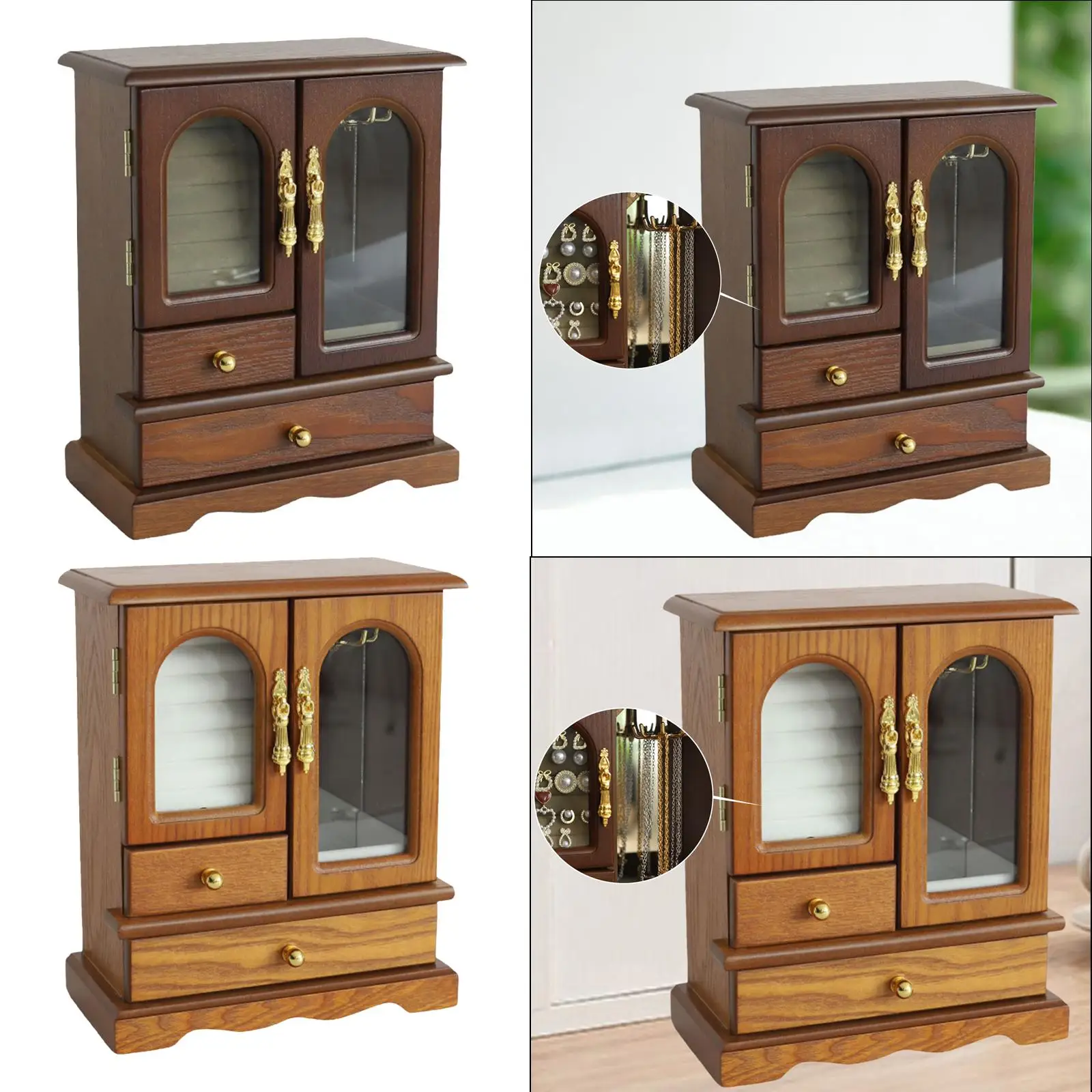 

Jewelry Organizer Box with Dual Layers for Displaying Various Accessories