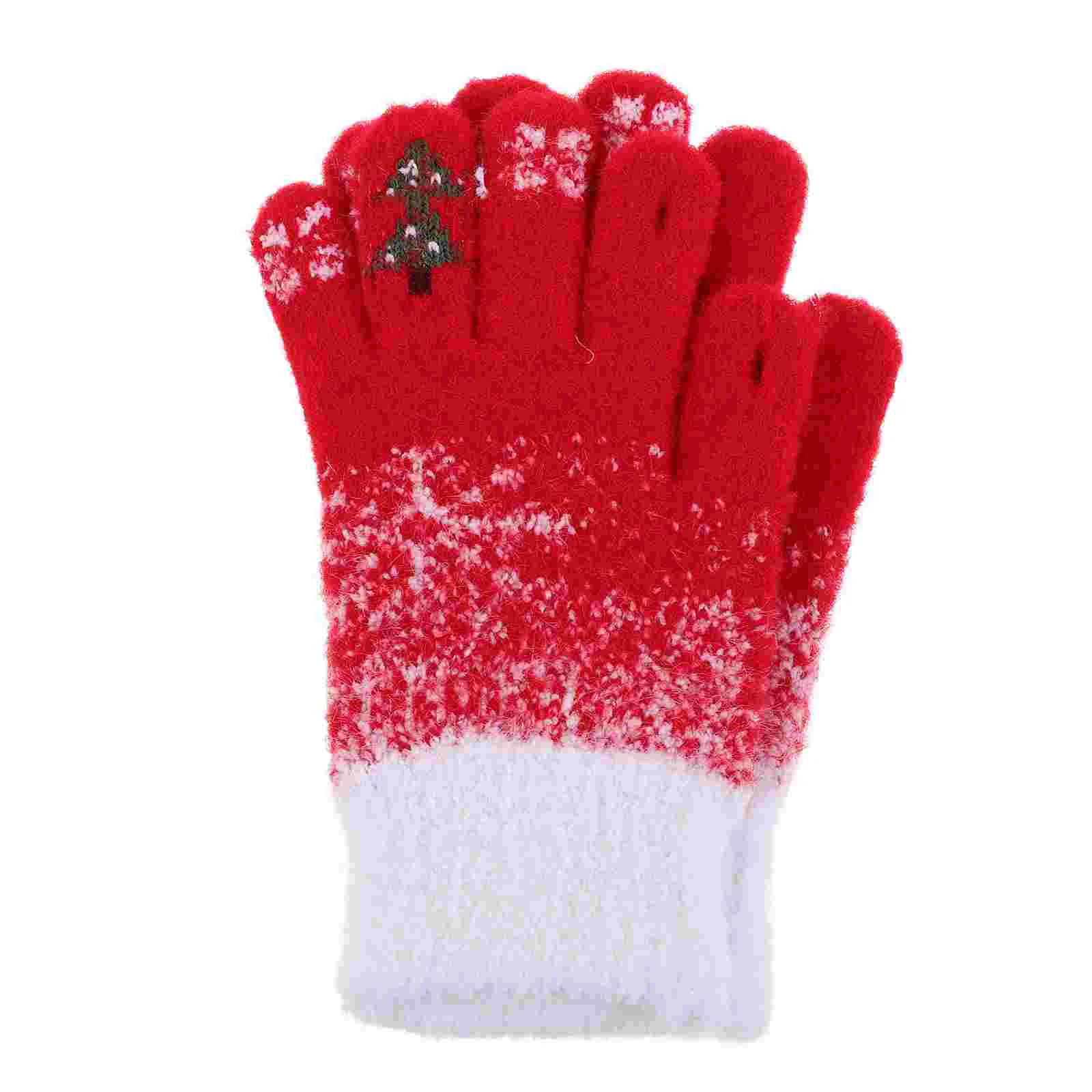 Christmas Wool Gloves Touchscreen Warm Mittens Outdoor Knit Winter Cycling for Women Lady Cuff Miss