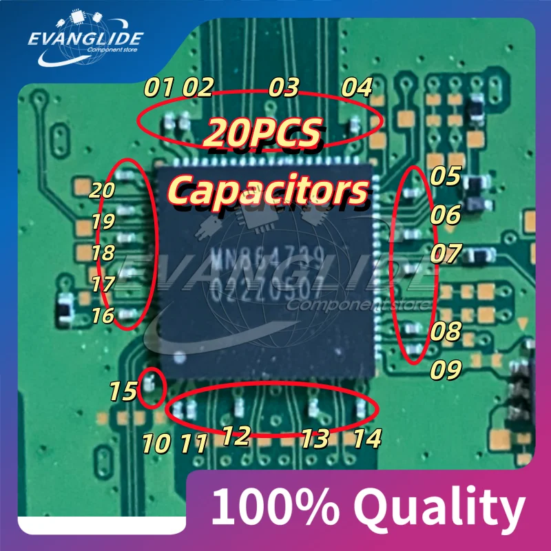 For Repair PS5 No Signal Black Screen  PS5 MN864739 HDMI Chip Surrounding Capacitor  Kit for PS5 Motherboard repair