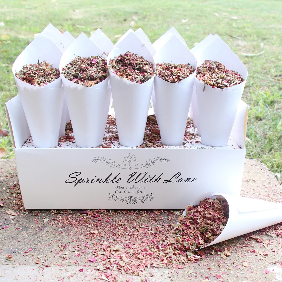 20/30 Holes Wedding Confetti Cones Holder Stand Support Wedding Cones Kraft Paper Rose Flower Confetti Tray Cone Wedding Decor