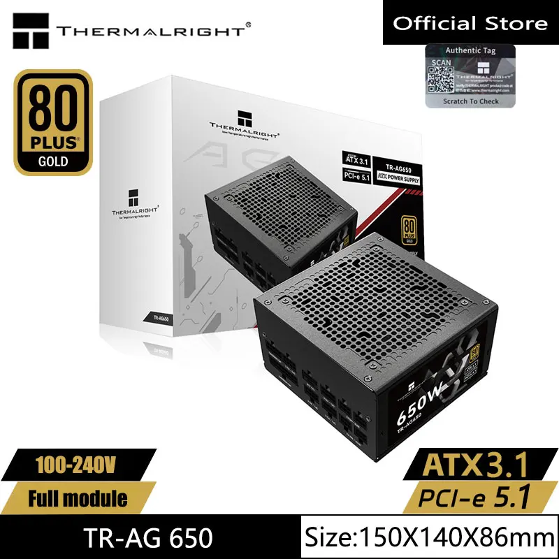 

Thermalright TR-AG 650 Black Full Module Gold Medal Computer Case Power Supply TX3.1/PCI-E 5.1/12V HPWR 80 Plus Power Supply