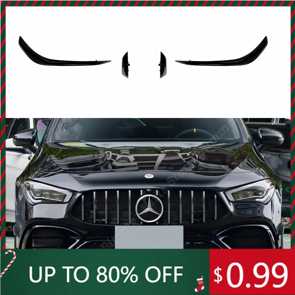 

4 шт. передний бампер автомобиля, боковой спойлер, сплиттер для Mercedes C118 W118 CLA45 AMG 2019 2020 2021 2022 тюнинг, противотуманные L, внутренние наклейки