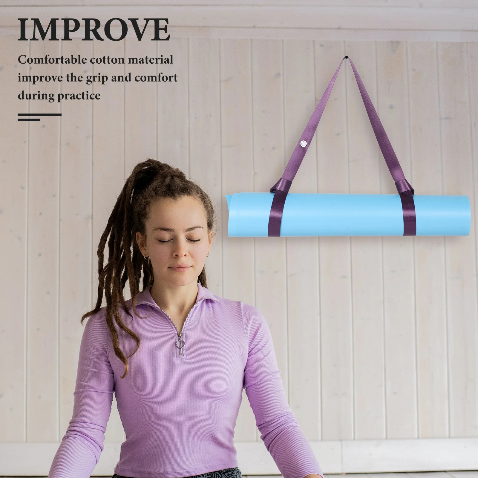 

Adjustable Yoga Mat Strap Cotton Comfortable Eyelet Design Easy Pull Ring Portable Multifunctional Stretching for