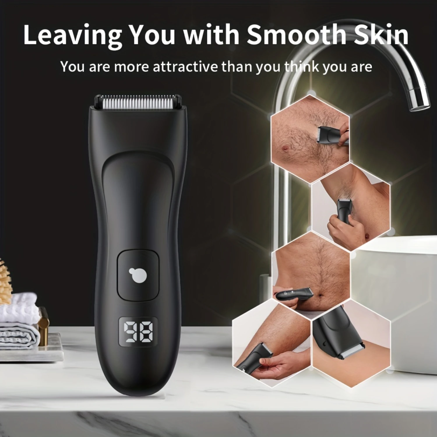 HSB-SMT030 Cut-preventing Blade Whole-body Waterproof USB Portable Charging Shaving Shears For Men Women