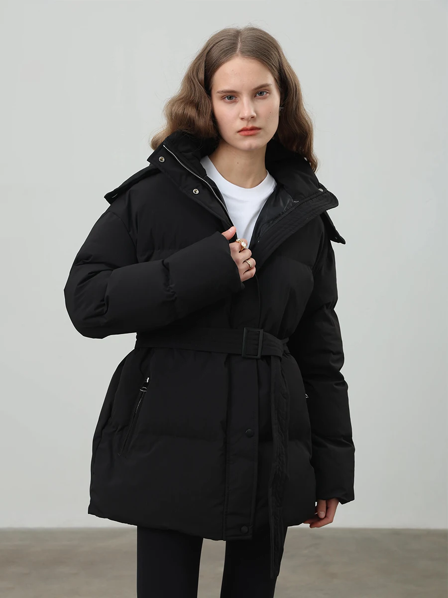 Bornladies-Chaqueta de algodón ajustada con cordón para mujer, bata de algodón con capucha y cremallera, cómoda y cálida chaqueta de pan, invierno