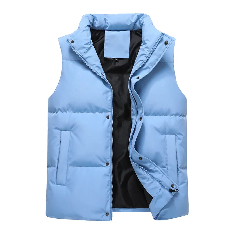 

Autumn Winter New Men Vests Jacket Fashion All-match Zipper Waistcoat Solid Color Thicken Warm Male Sleeveless Plus Size S-8XL