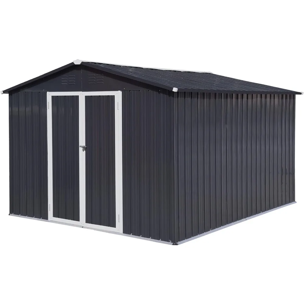 

10x8 foot outdoor storage shed, large garden shed with updated frame structure and lockable doors for backyard flowers