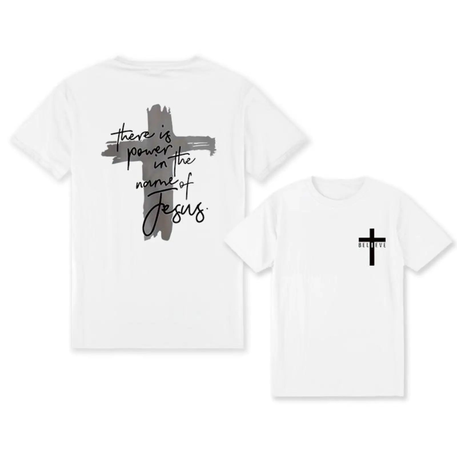 

Christian Faith T-shirt Women Men Jesus Graphic Tee Religious Cross Print Tops Believe Quote Gifts