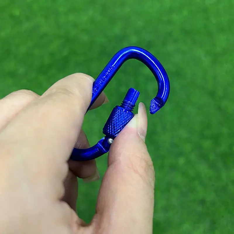 1Pcs D-shape Carabiner Camping Hiking Hook Aluminum Alloy Carabiner Safety Buckle Keychain With Lock Climbing Button
