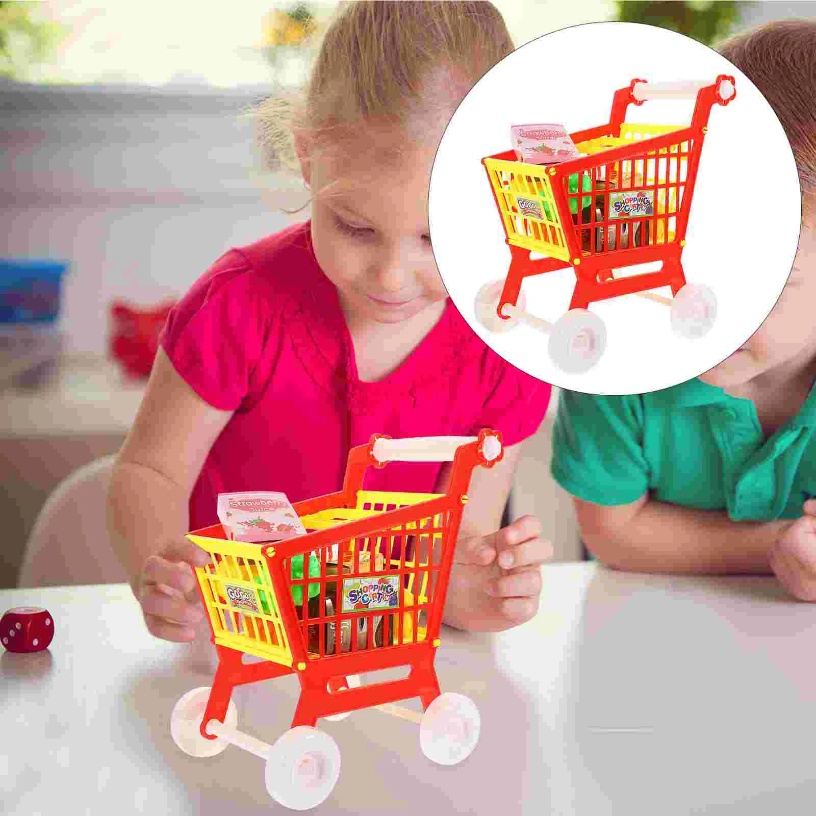 Toy for Kids Girl Kitchen Playset House Children’s Toys Plastic Shopping Cart Trolley Red