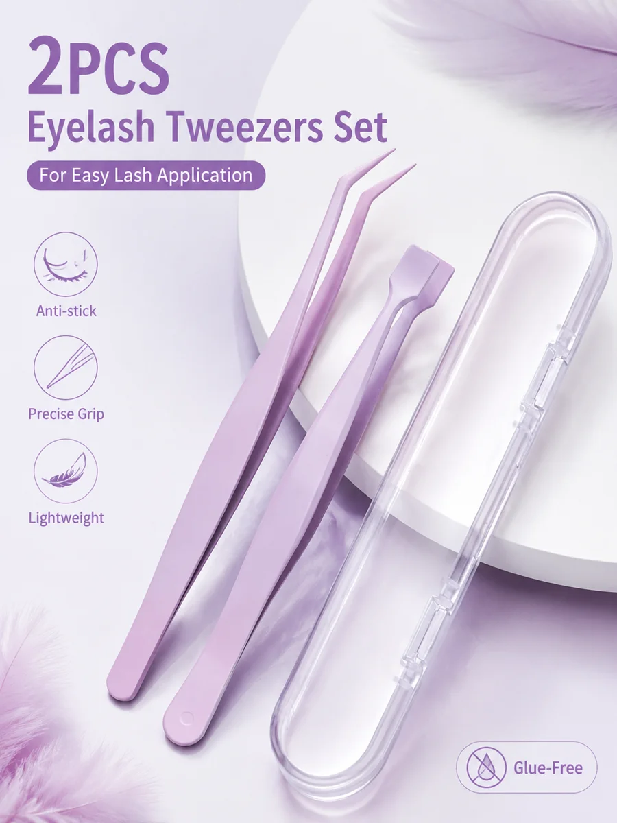Lash Extension Tweezers - 2 Pinzas para Pestañas Antiestáticas de