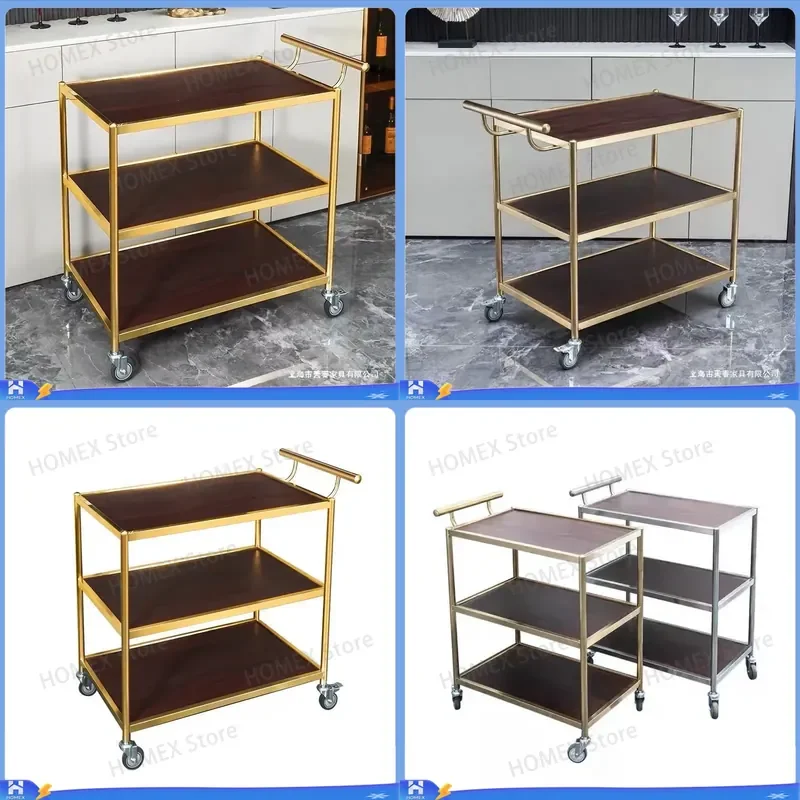 3 Tier Mobile Serving Cart Commercial Food Trolley Stainless Steel Tea Wine Rack Hotel Restaurant Kitchen Utility Tray