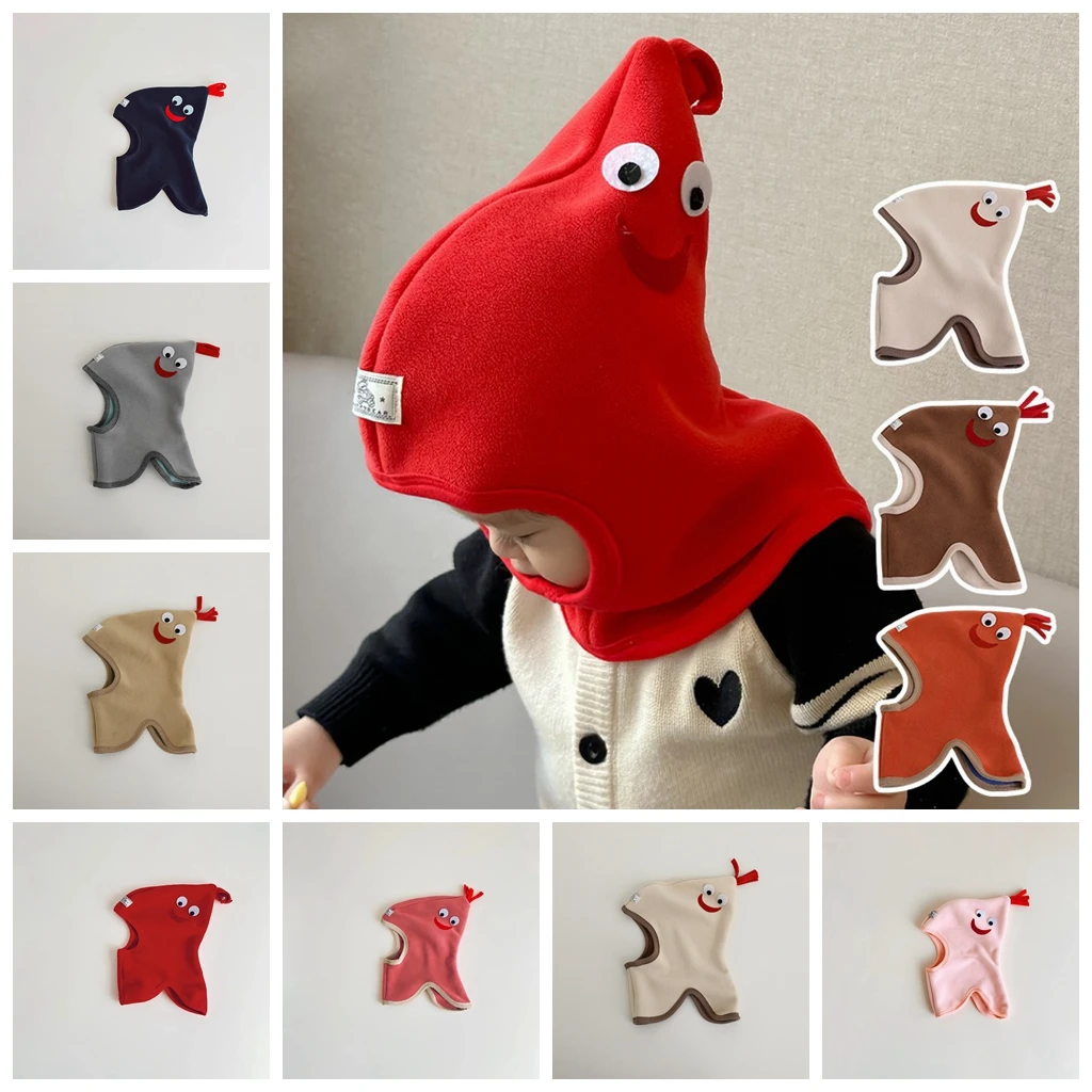 2024 New Toddler Cock Hat Winter Kids Boys Girls Hat Scarf In One Piece Baby Child Warm Fashion Cap For 0-6 Years