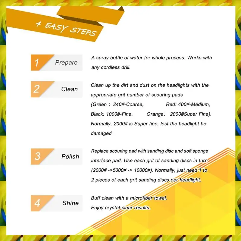 WFF 3-Inch Car Headlight Renovation And Repair Tools Flocking Sandpaper Polishing Car Light Repair Coating