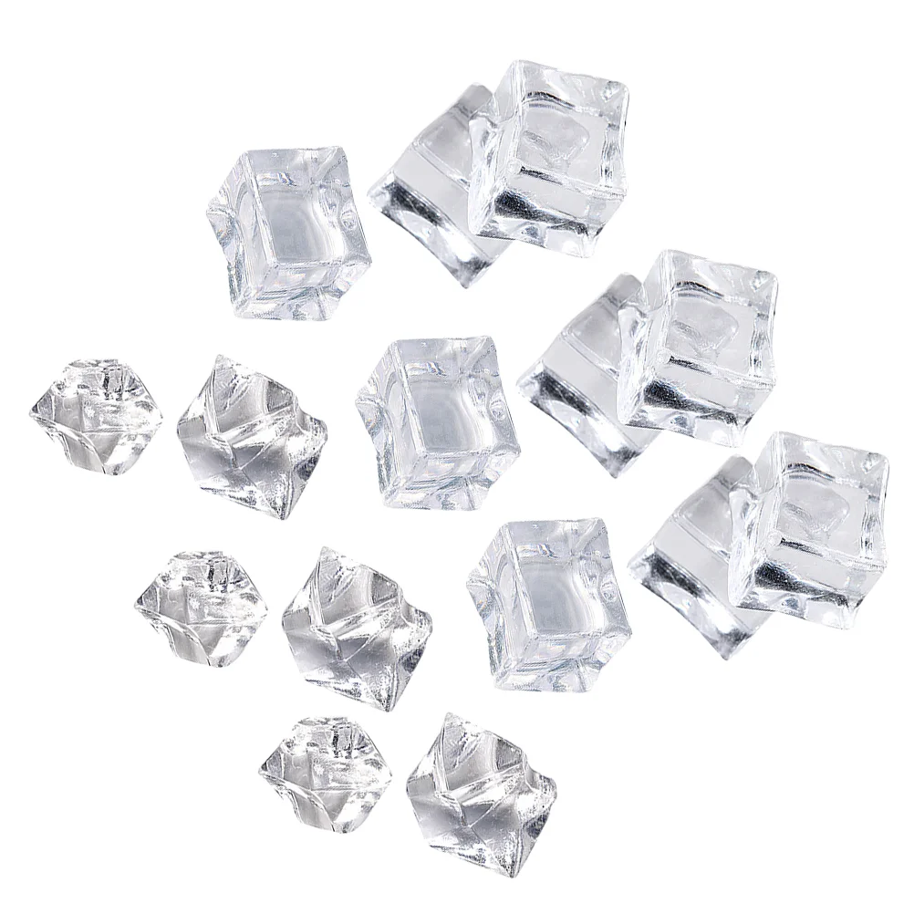 100 Pcs Simulated Ice Cubes Old Fashioned Mold Tray Decoration Fake Artificial Blocks Photography Props Acrylic Toy