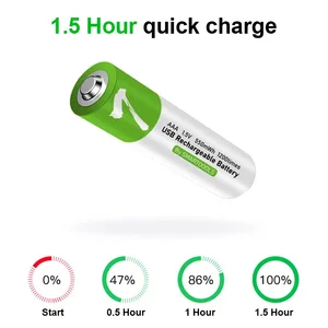 USB Rechargeable Rechargeable Recharge Battery, Wireless Mouse, High Capacity, 1.5V, AAA, 750 MWh 8 Main Sales Battery AAA Rechargeable - №6