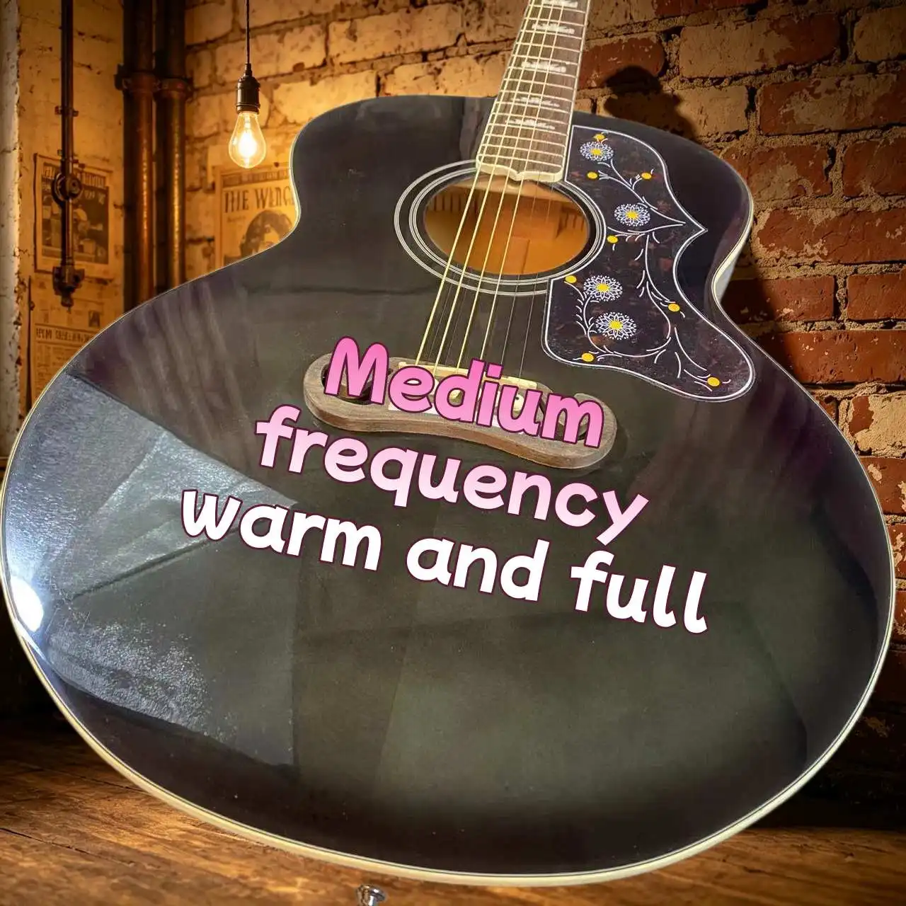 Acoustic  Guitar J200 42 Inch Black Gradient Bar Resident Singing Playing Singing Flower Shells Medium Frequency Warm  Full