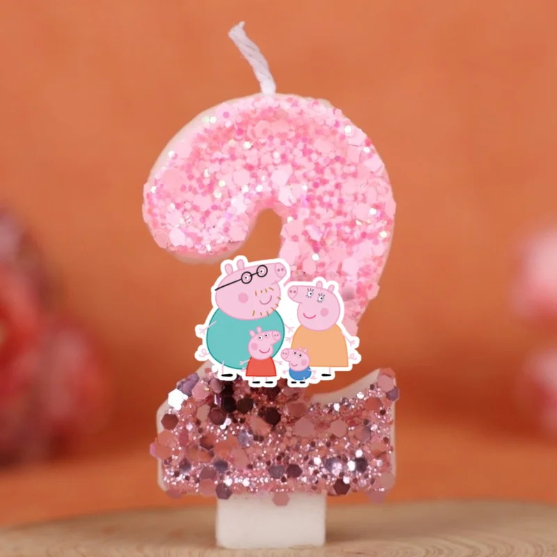 Family Pig Happy Birthday Cake Topper Decorated Digital Candle Children's Delicate 0-9 Number Candle Party Decor Gift Boy Girl