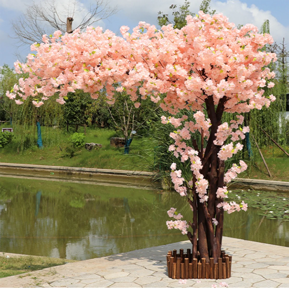 

Light Pink Artificial Cherry Blossom Tree Handmade Silk Flower Decorations for Home Office Party Wedding Lifelike Decor