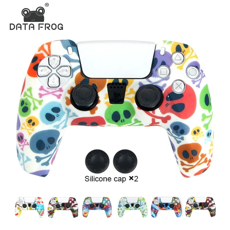 ฝาครอบป้องกันซิลิโคนข้อมูลกบสำหรับการป้องกันผิวหนังของ Playstation 5ฝาครอบนิ้วโป้งสำหรับจอยควบคุมเกม PS5