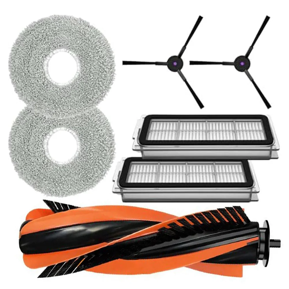 2 Pcs Mop Cloths 1 Main Brush 2 Side Brushes 2 Filters Set For Cecotec For Conga M100 Spin AI Robot Vacuum Cleaner Parts