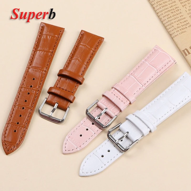 Calfskin Leather Watch Strap Slub Pattern Bracelet 12/13/14/15/16/17/18/19/20/21/22/24mm Universal Watchband Accessories