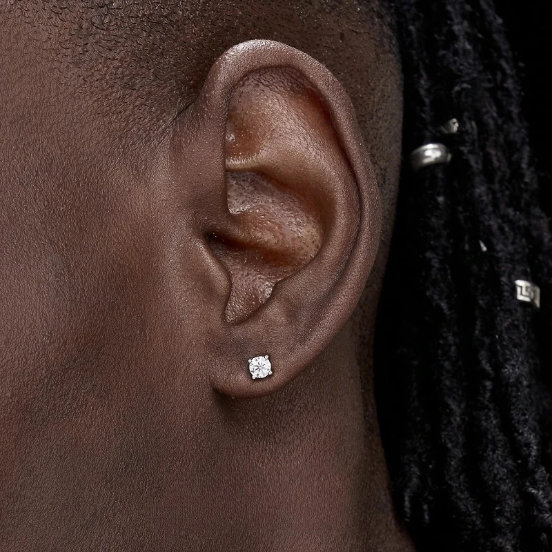 

Moissanite stud earrings 925 sterling silver D-color 18k gold super flash high-end nourishing ear holes men's and women's tide