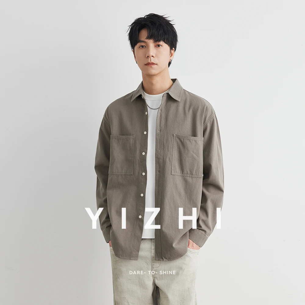 

Autumn New Men Loose Casual Long Sleeve Harajuku Streetwear Cityboy Fashion Cargo Shirts Blouses Campus Boys Shirt