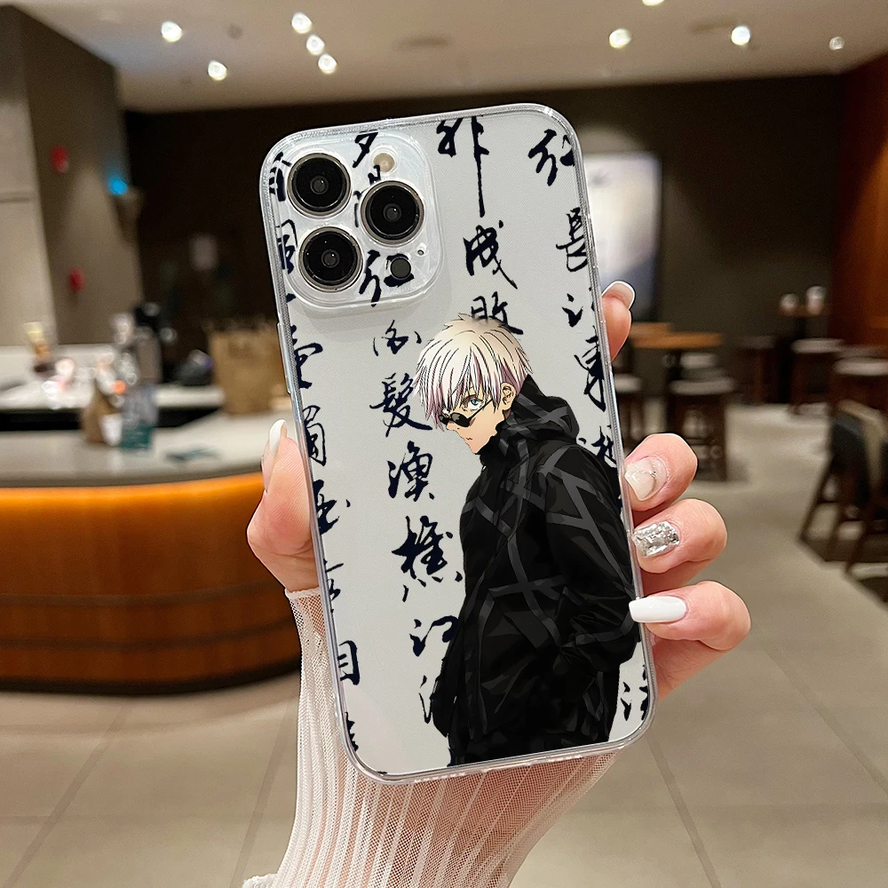 Jujutsu Kaisen Gojo Satoru Phone Case For iPhone 14 13 12 11 15 Pro Max 13Mini SE X XR XS Max 15Plus Transparent Covers Fundas