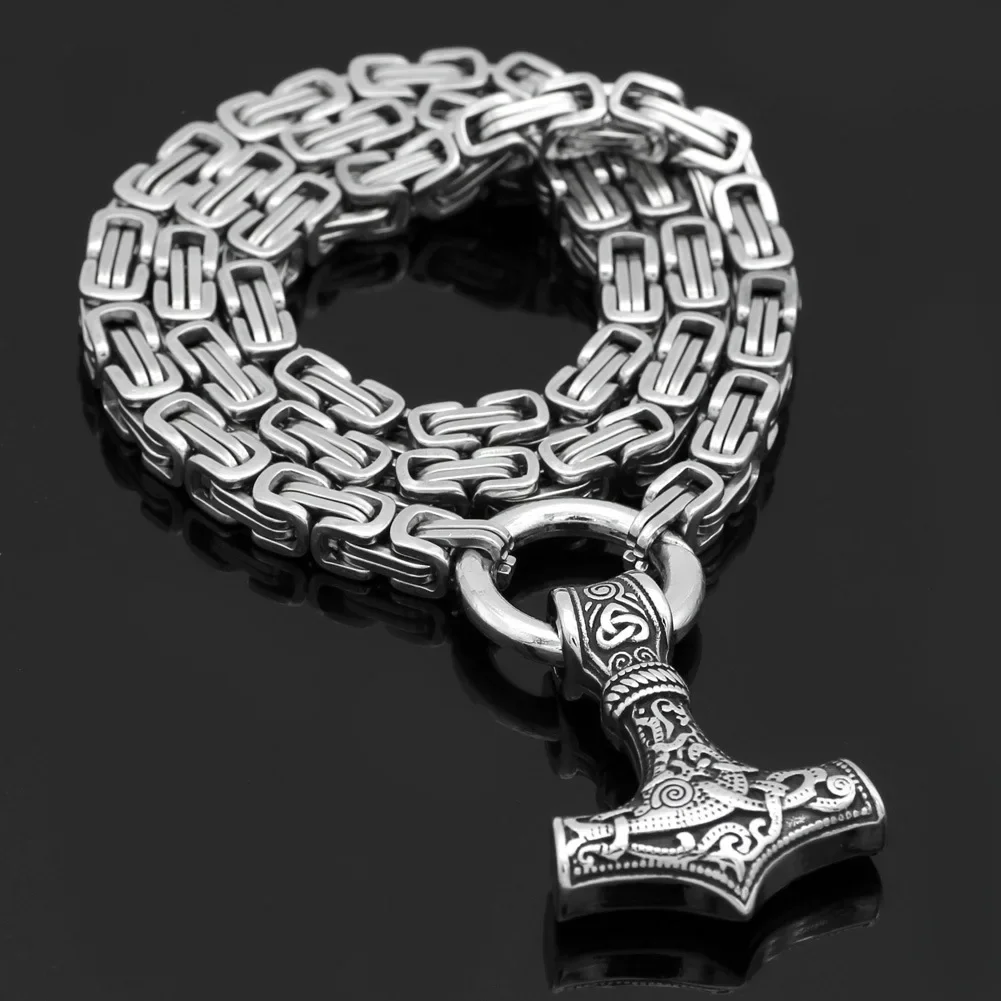 

Totem Viking Thor Hammer Stainless Steel Loop Chain Men's for Necklace Jewelry