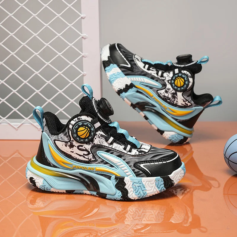 أحذية كرة السلة عالية الجودة للأولاد موضة الأزرق مقبض منصة أحذية رياضية للأطفال المدربين مريح عدم الانزلاق أحذية رياضية للأطفال