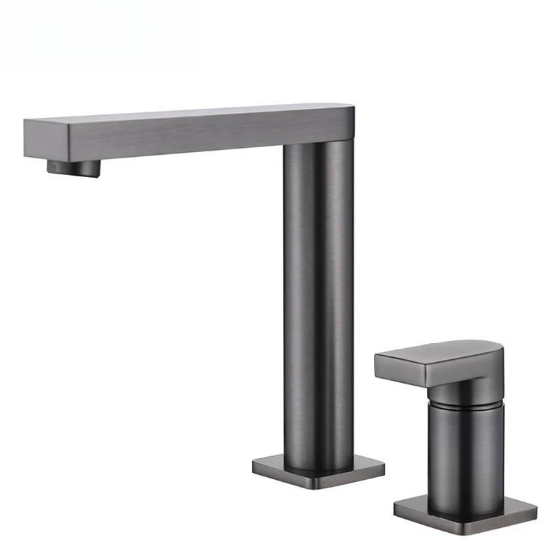 

All-copper double-hole washbasin faucet gun gray washbasin washbasin faucet
