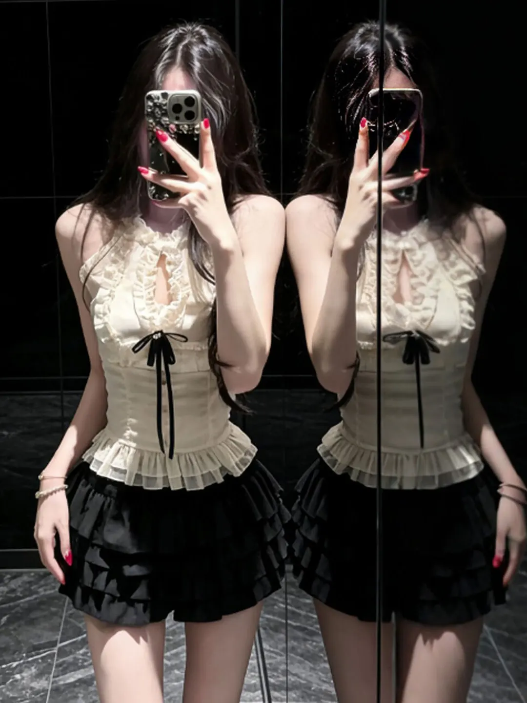 

Gentle Wind Unique Super Beautiful Two-Piece Set Skirt Top Age Reduction Complete OOTD Summer 2026 Fashion Ensemble