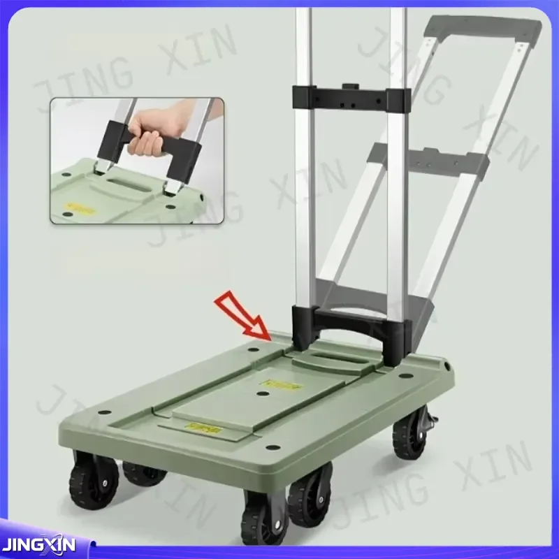 Custom for Foldable Aluminum Alloy Dolly Cart Heavy Duty Moving Luggage Platform Trolley Hand Truck for Household Grocery