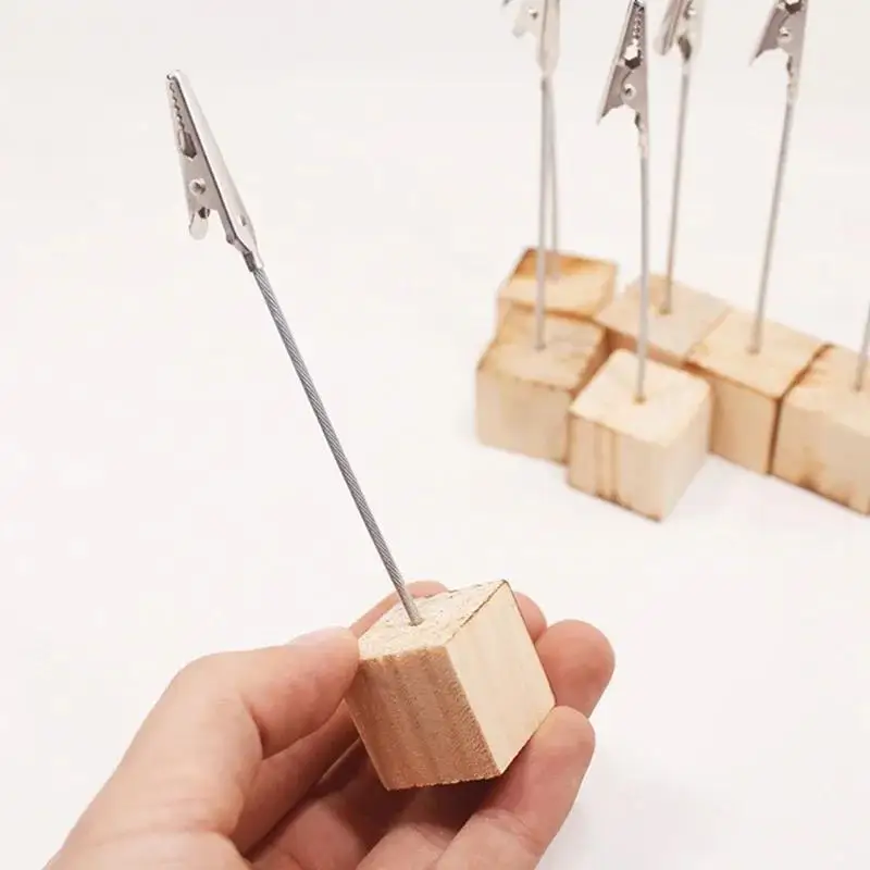 Pack of 10 Wooden Decorations Creative Business Card Holder Crocodile Shape Clips House Party Supplies Table Number Plate