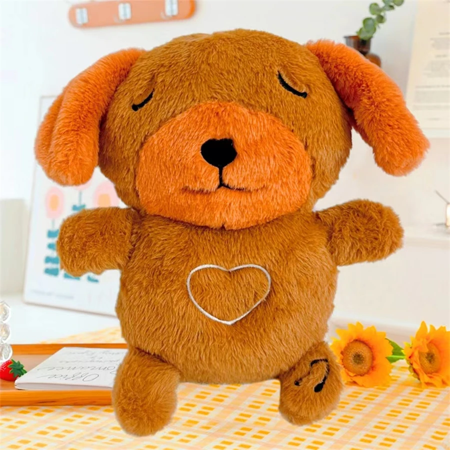 Breathing music and light-up salamander doll dog plush toy, four-speed adjustment switch, helpful for sleep and home decoration