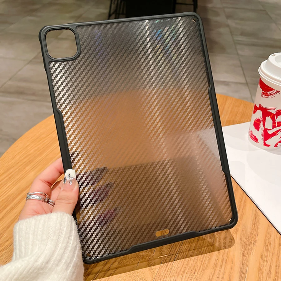 حافظة لجهاز iPad Air Pro حافظات صغيرة 3th 4th 5th 6th 7th 8th 9th 10th الجيل من ألياف الكربون غطاء صلب مقاوم للصدمات