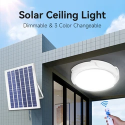 Solar Ceiling Light 60W 100W 200W Indoor Outdoor Solar Lights IP65 Waterproof Dimmable Solar Lamp For Porch Living Room Bathroom