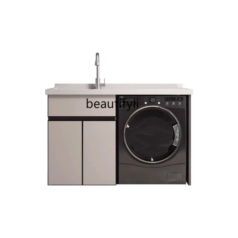 Washing Machine Balcony All-in-One Cabinet Combination Wash Wardrobe Mate Space Honeycomb Aluminum Laundry Table with Washboard