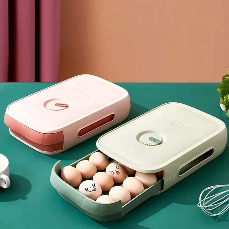 Drawer Type Egg Storage Box Refrigerator Storage Box Fresh Keeping Box Dumpling Boxs Household Eggs Holder Food Storage Kitchen