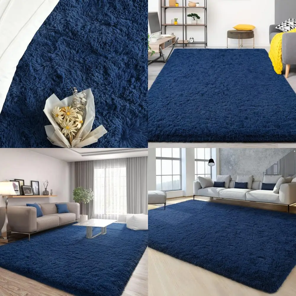 

5x8 Navy Blue Shaggy Area Rugs, Ultra Soft Plush for Living Room, Bedroom, Kids' Rooms, and Home Decor