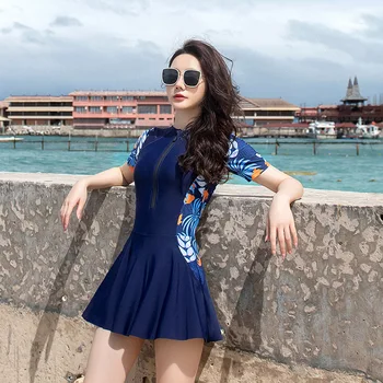 여성용 플러스 사이즈 수영복, 남아용 반바지 포함 원피스 수영복, 배 조절, 적당한 수영복, 반팔 레트로 수영복 