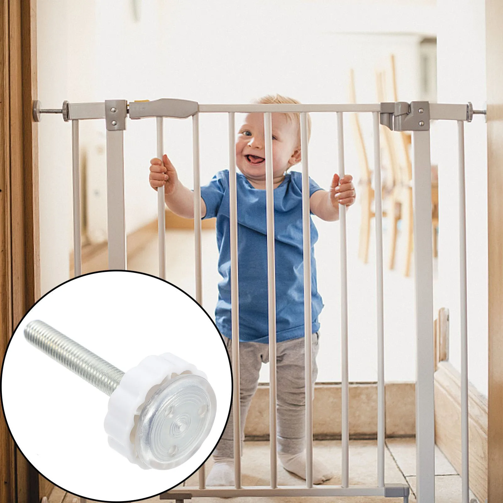 

4pcs Baby Gate Threaded Spindle Rods Screw Mounted Bolts Durable Reusable Wall Stairs Fit Plastic Ends Scratch Protection