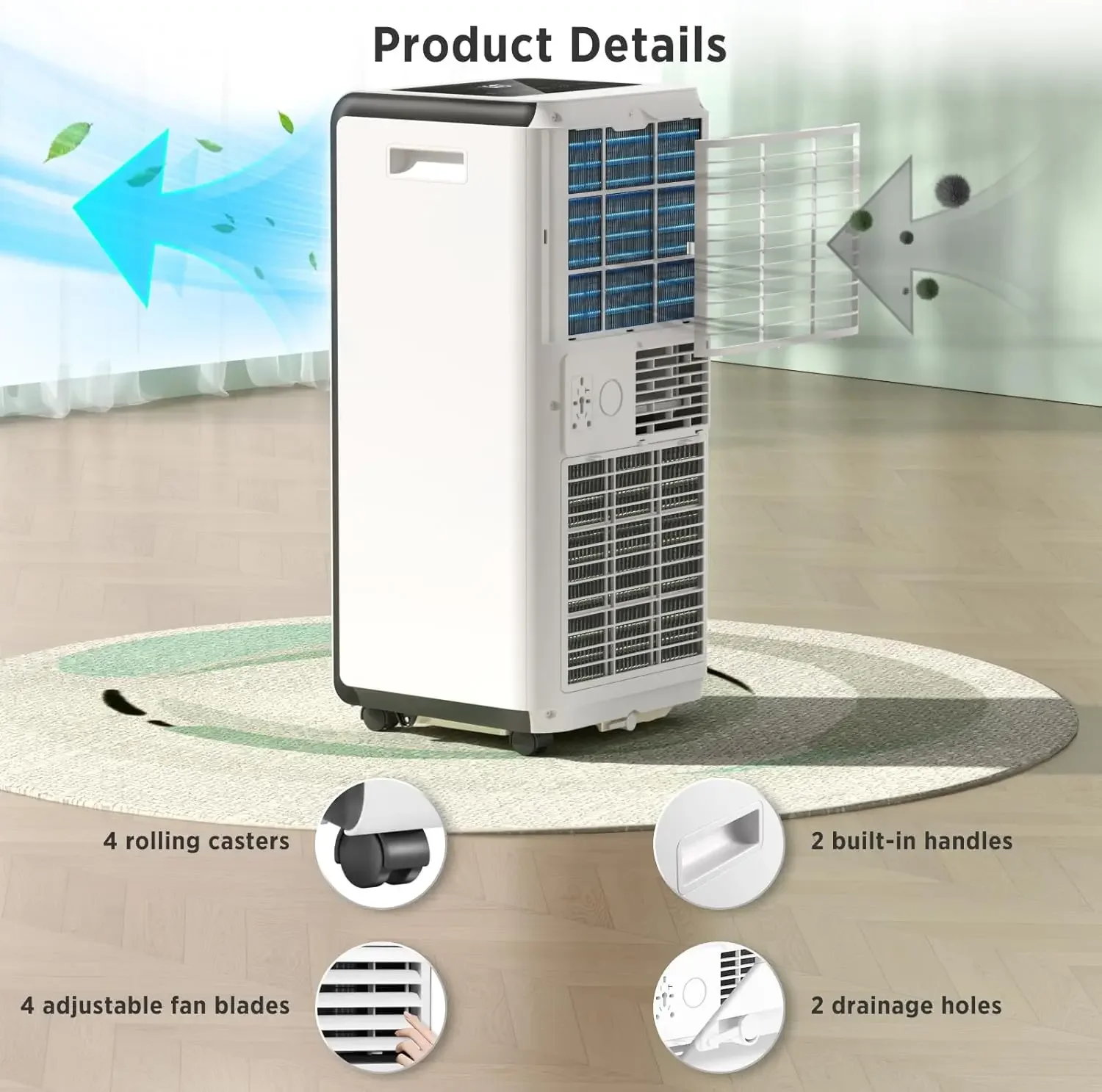 8,000 BTU Portable Air Conditioners (2024 Upgraded) Cool Up to 350 Sq.Ft, Portable AC with Cool/Dehumidifier/Fan/Sleep Modes, Re